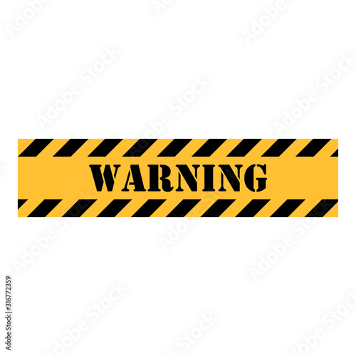 Warning sign in yellow line frame isolated on white background. Attention icon for poster or signboard.