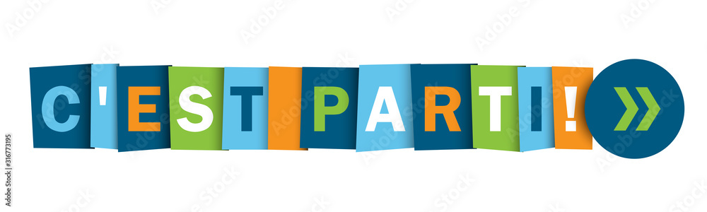Bouton web typographique vecteur C'EST PARTI!