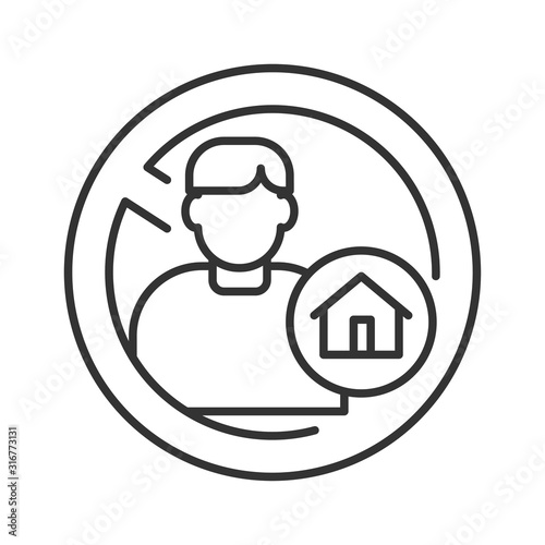 Homeless black line icon. Social problem concept. Sign for web page, mobile app, banner, social media. Editable stroke.