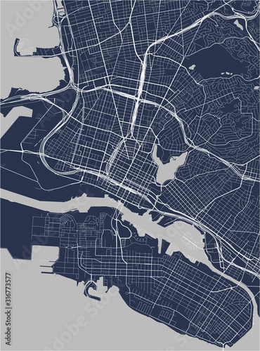 map of the city of Oakland, California, USA