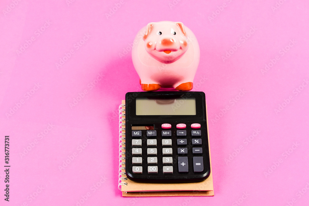 family budget management. business start up. piggy bank with calculator. Moneybox. saving money. First salary. bookkeeping. financial report. how to pay. family budget management. business start up. piggy bank with calculator. Moneybox. saving money. First salary. bookkeeping. financial report. how to pay.