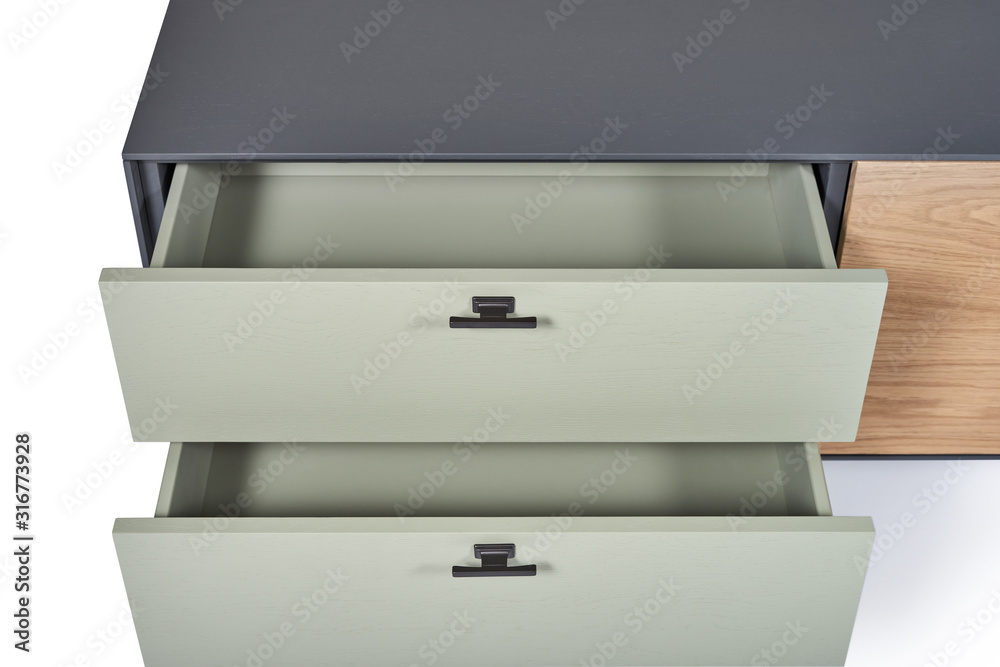modern Scandinavian-style chest of drawers on a white background modern Scandinavian-style chest of drawers on a white background