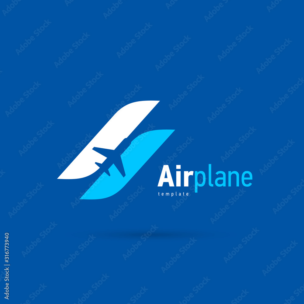 Airplane logo blue flight up stripes