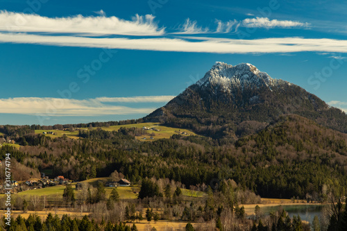 Photos picturesque Alps lonely mountains snowy peak spring time central European highla