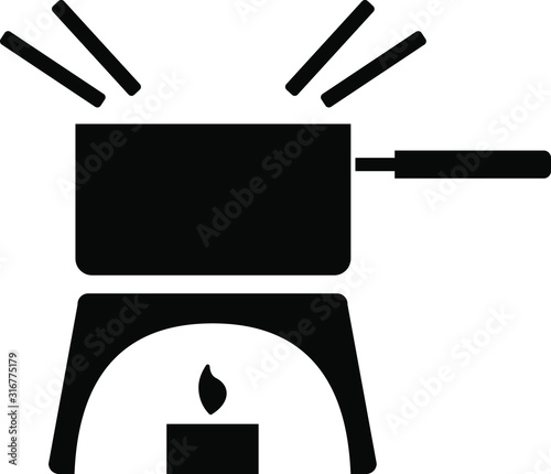 Melting fondue pot icon