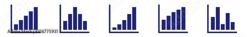 Bar Graph Icon Blue | Bar Diagram | Chart Symbol | Curve Logo | Growth Sign | Isolated | Variations