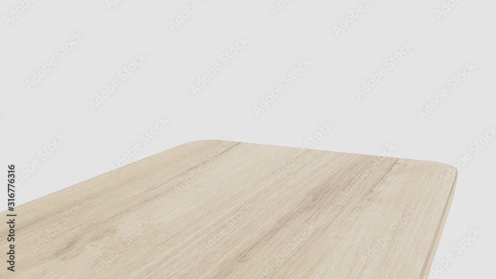 Perspective minimal table on white background 3D rendering Perspective minimal table on white background 3D rendering