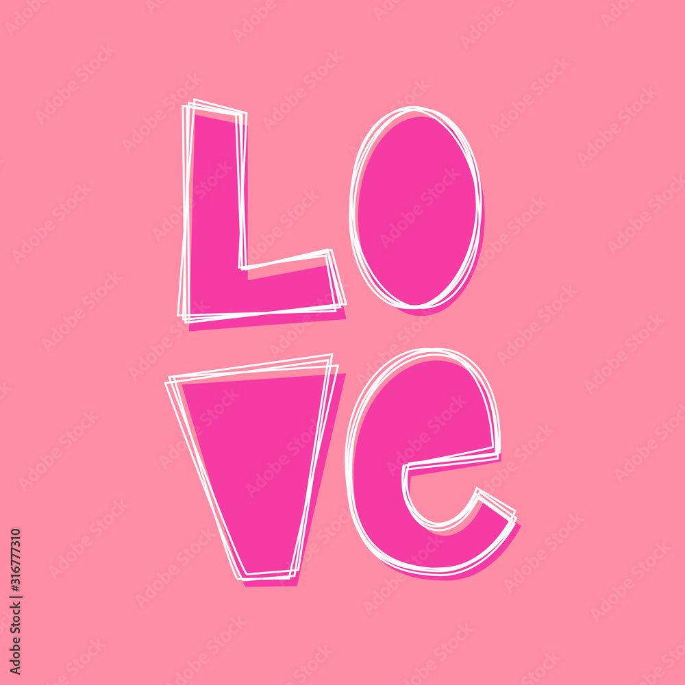 Love - hand lettered card. Valentine's Day. Love - hand lettered card. Valentine's Day.