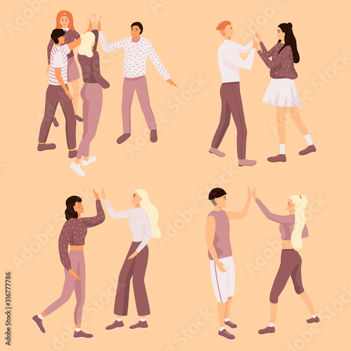 Friends doing high five