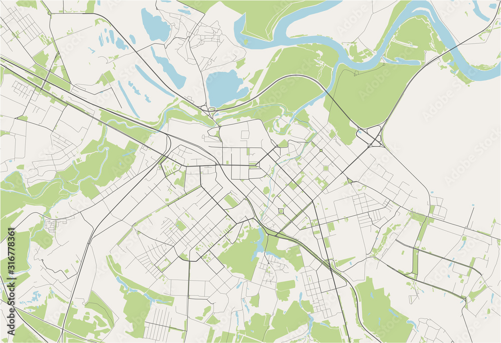 map of the city of Ryazan, Russia