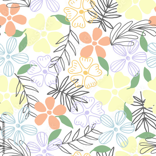 Floral pattern in doodle style