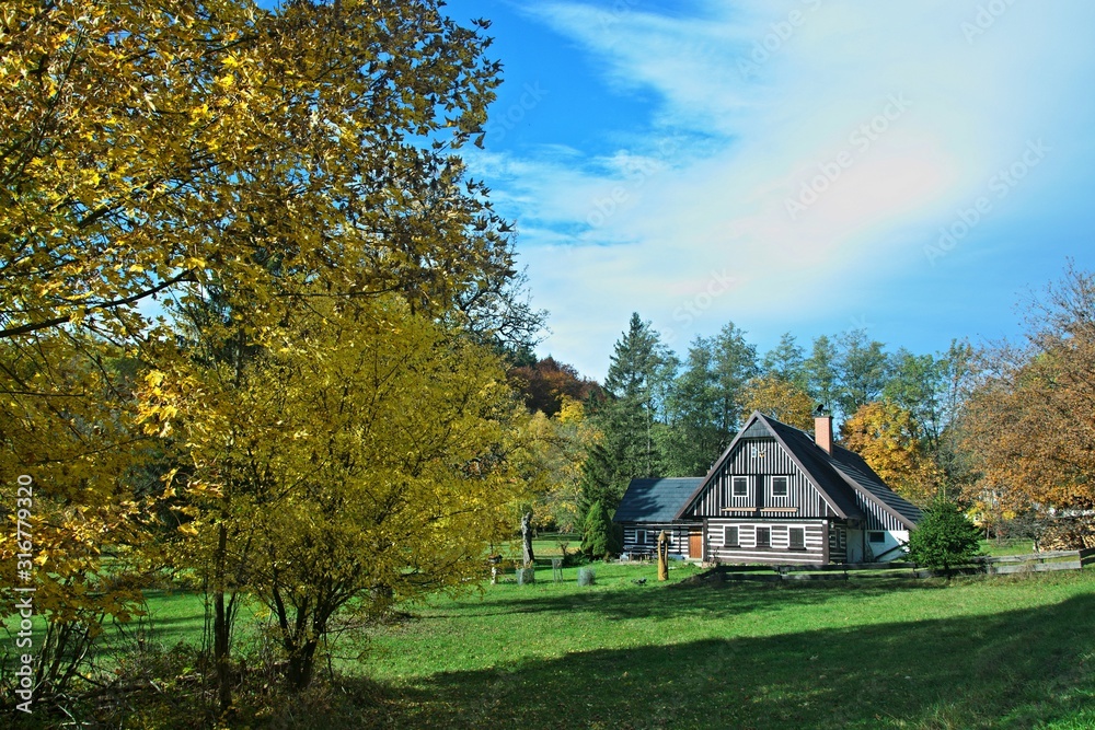 Czech Republic-view on the house in Antonin valley in autumn Czech Republic-view on the house in Antonin valley in autumn