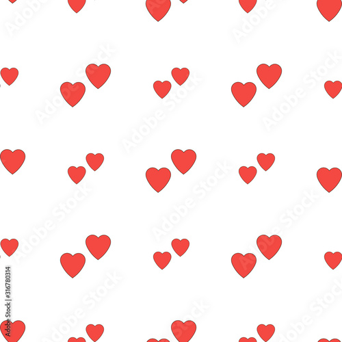 Seamless background of little vector red hearts on white background. Inspirations by love. Endless pattern for your design.