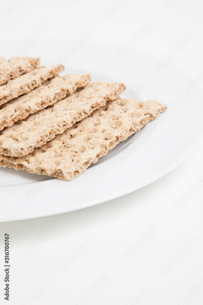 Close-up of crackers in plate Close-up of crackers in plate