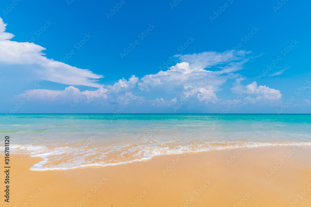 Beautiful clear sea beach white sand against blue sky with cloud Beautiful clear sea beach white sand against blue sky with cloud