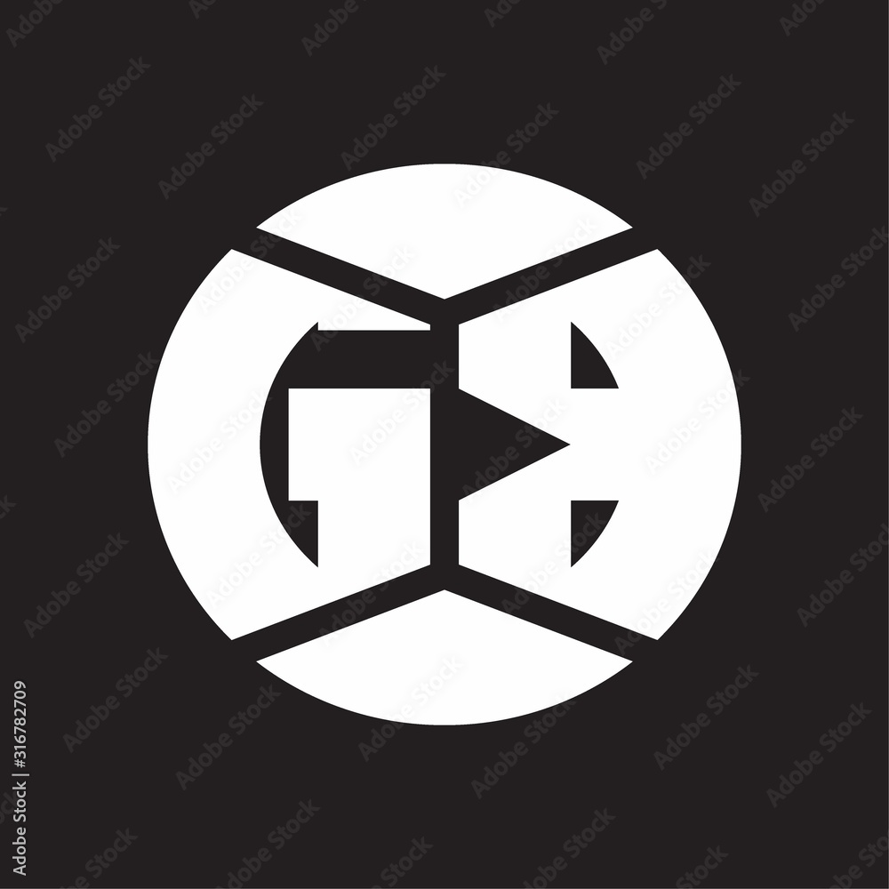 GB Logo monogram with piece circle ribbon style on black background GB Logo monogram with piece circle ribbon style on black background