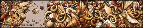 Mexican food hand drawn doodle banner. Cartoon detailed flyer.