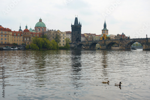 Prague, Vltava river and Charles Bridge