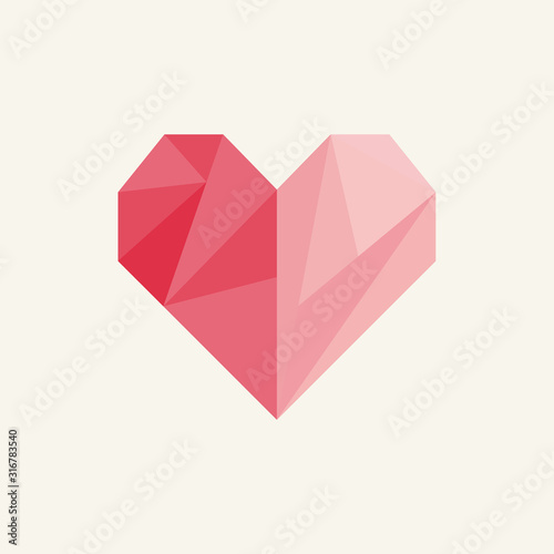 heart shape love origami logo
