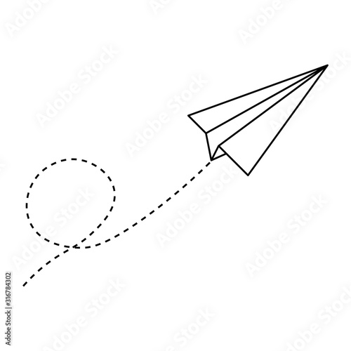 Vector illustration of white paper airplane