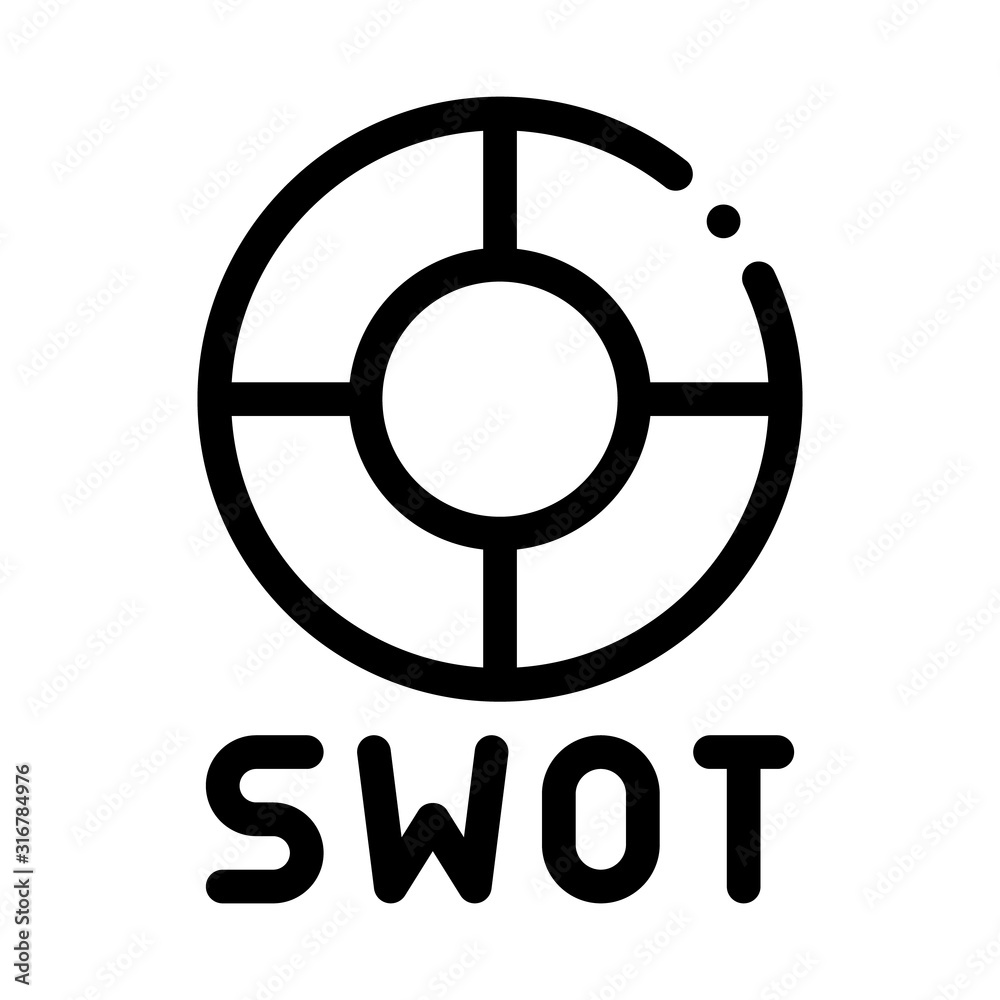 Swot Circle Form Icon Vector. Outline Swot Circle Form Sign. Isolated Contour Symbol Illustration Swot Circle Form Icon Vector. Outline Swot Circle Form Sign. Isolated Contour Symbol Illustration