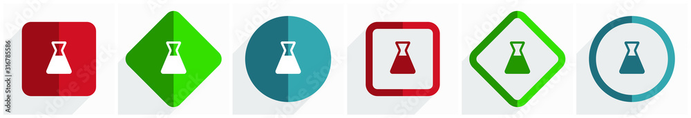 Chemistry icon set, flat design vector illustration in 6 options for webdesign and mobile applications in eps 10 Chemistry icon set, flat design vector illustration in 6 options for webdesign and mobile applications in eps 10