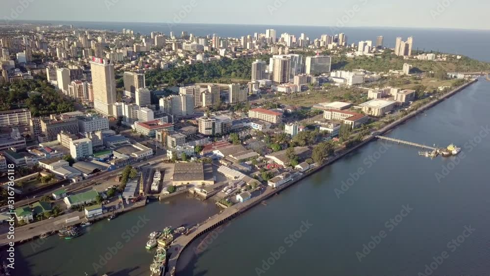 Maputo cityscape from above, capital city of Mozambique, Africa Stock ...