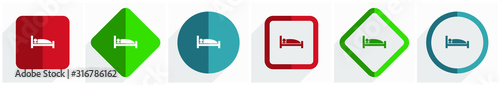 Hotel icon set, flat design vector illustration in 6 options for webdesign and mobile applications in eps 10