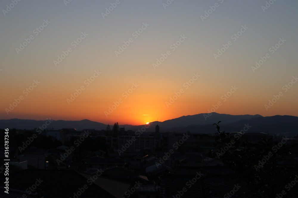 Sunset at Osaka, Japan (Demachiyanagi, Kyoto, Japan)