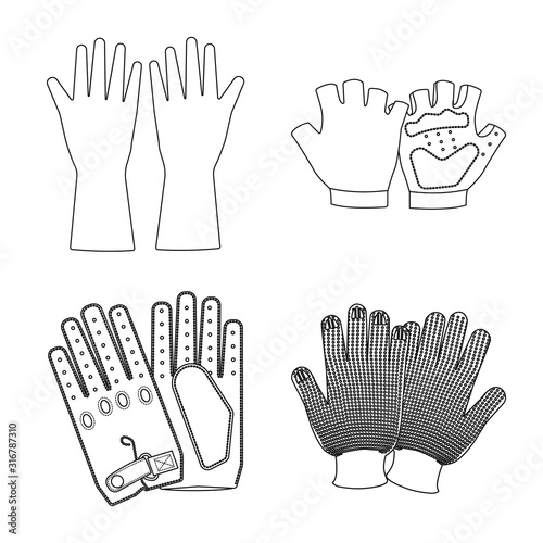 Isolated object of glove and winter logo. Set of glove and equipment stock vector illustration.