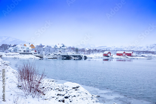  43/5000 Winter and snow in Brønnøysund, Nordland county