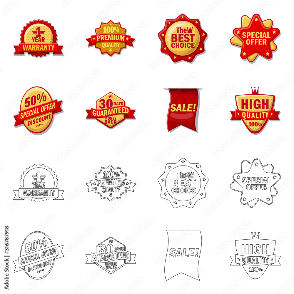 Obraz premium Isolated object of emblem and badge sign. Collection of emblem and sticker stock symbol for web.