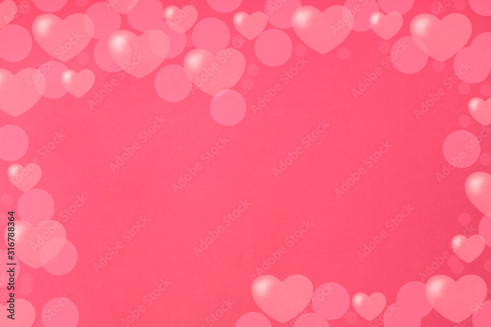 Frame of hearts on a pink background. Valentine's day concept. Copy space