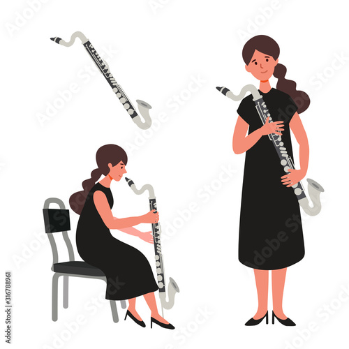 Illustration of isolated musician on white background