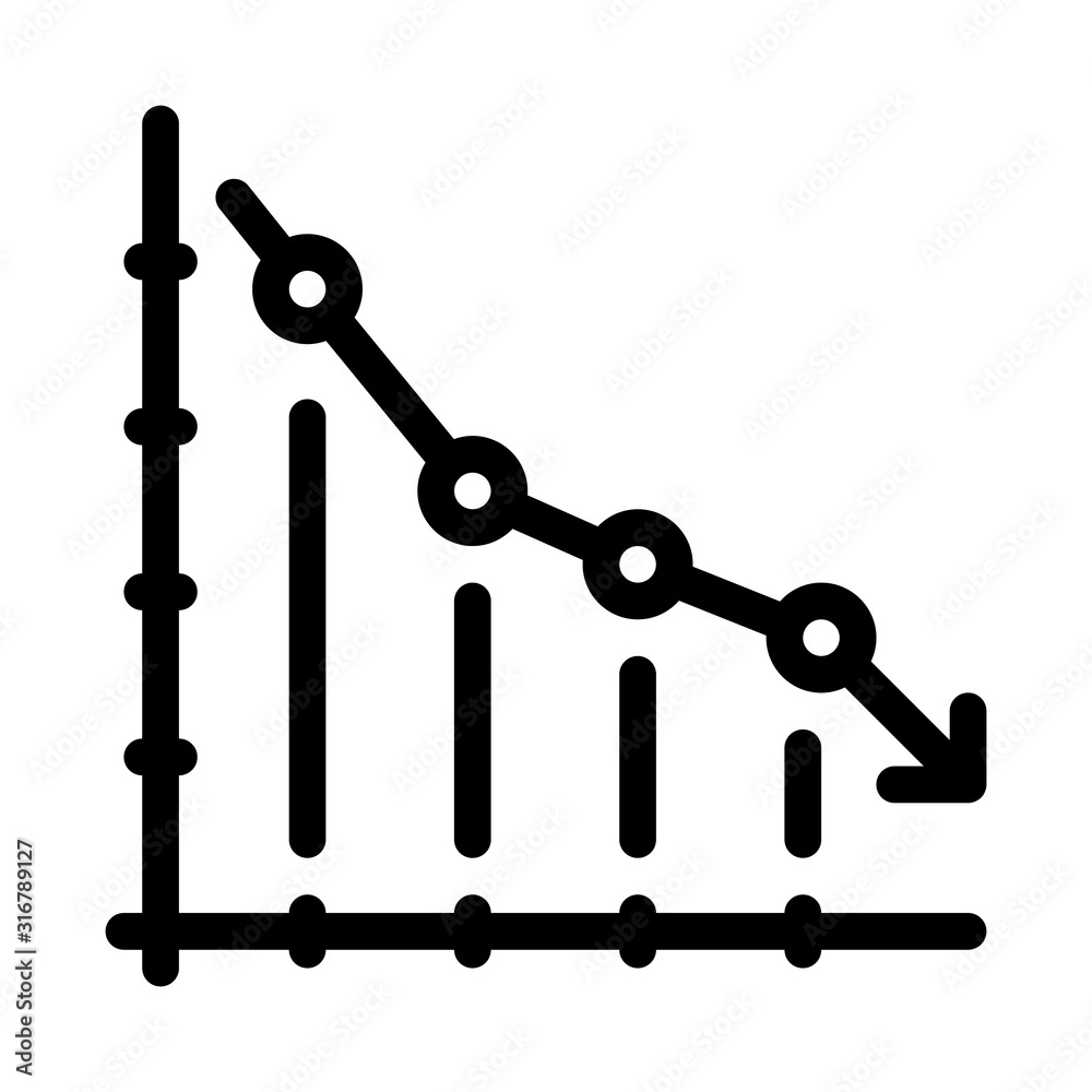 Falling Chart Icon Vector. Outline Falling Chart Sign. Isolated Contour Symbol Illustration Falling Chart Icon Vector. Outline Falling Chart Sign. Isolated Contour Symbol Illustration