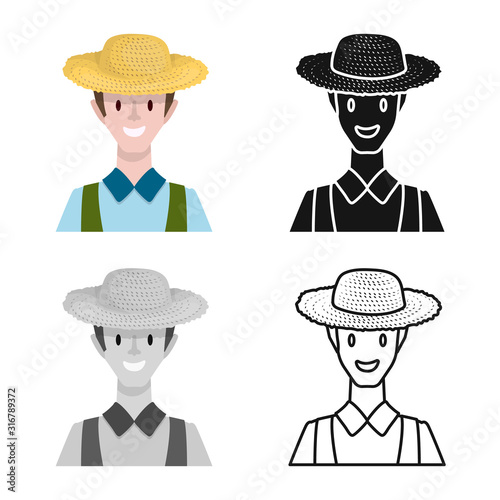 Vector design of farmer and man sign. Collection of farmer and people stock symbol for web.