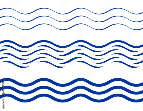 Set of waves patterns, flat style Fototapet