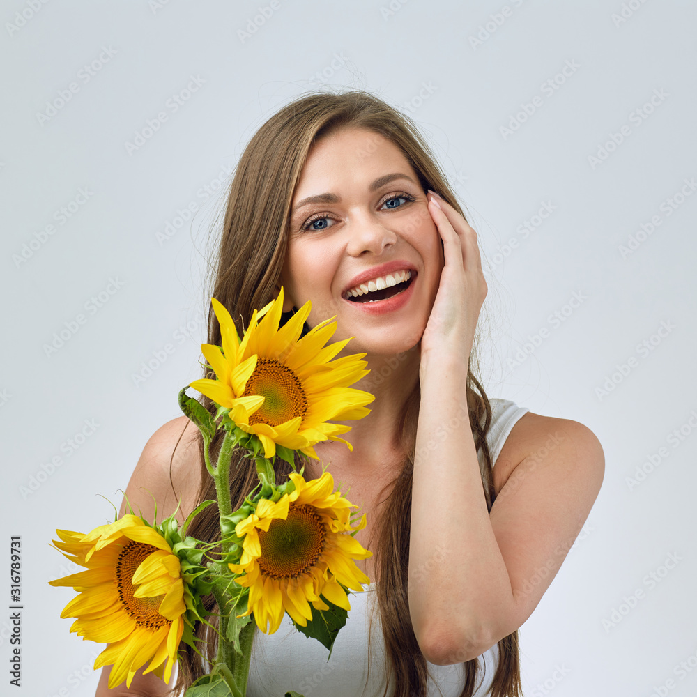 woman with naked hands holding sunflowers bouquet. woman with naked hands holding sunflowers bouquet.