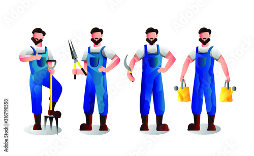 Gardener character vector blue