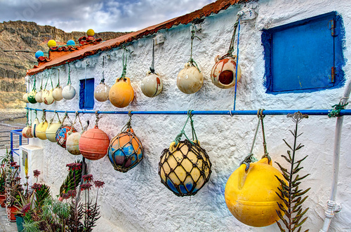 Fishing House at Agaete, Gran Canaria, Decorated with Sea Buoys photo
