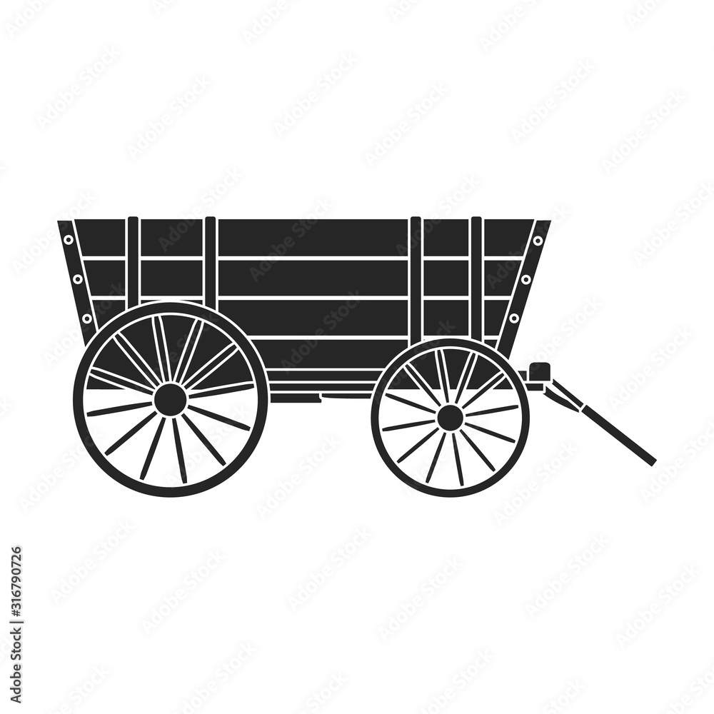 Fototapeta premium Wild west wagon vector icon.Black vector icon isolated on white background wild west wagon .