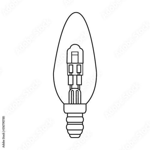 Electric lamp vector icon.Line vector icon isolated on white background electric lamp.