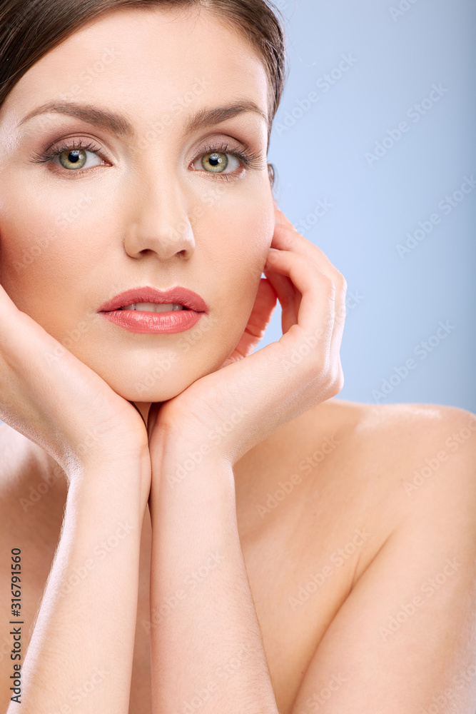 isolated portrait woman face with clean skin. isolated portrait woman face with clean skin.