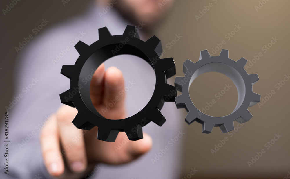 Business, Internet and technology concept. Business select gear icon on virtual screen. Business, Internet and technology concept. Business select gear icon on virtual screen.