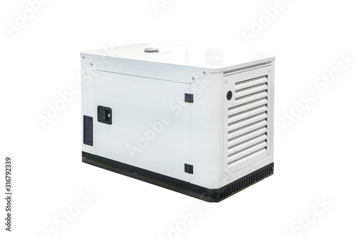 Mobile, portable mobile diesel or gasoline generator, control unit isolated on a white background.