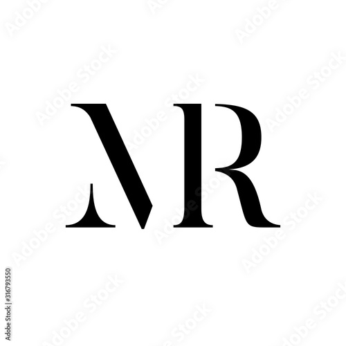 Elegant line curve vector logotype. Premium letter MR logo design. Luxury linear creative monogram.