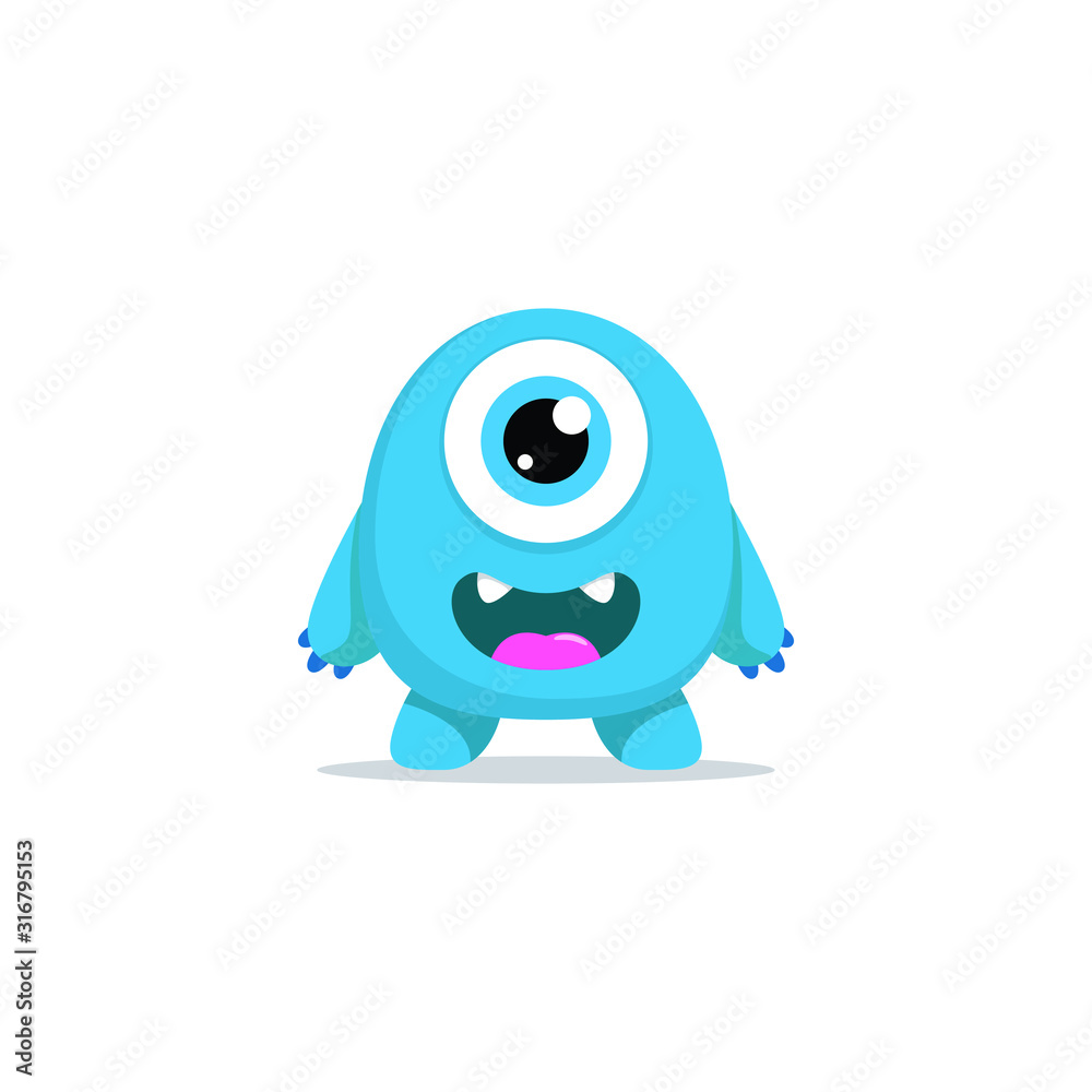 Fototapeta premium Cute Monster Character Cartoon Mascot Clipart Vector illustration for Shirt Halloween Home Decor Sticker Children Kindergarten Wall with Colorful and Friendly Face