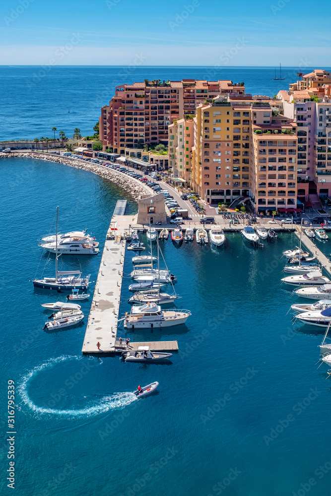 Luxury yachts at the harbor in French Riviera 
