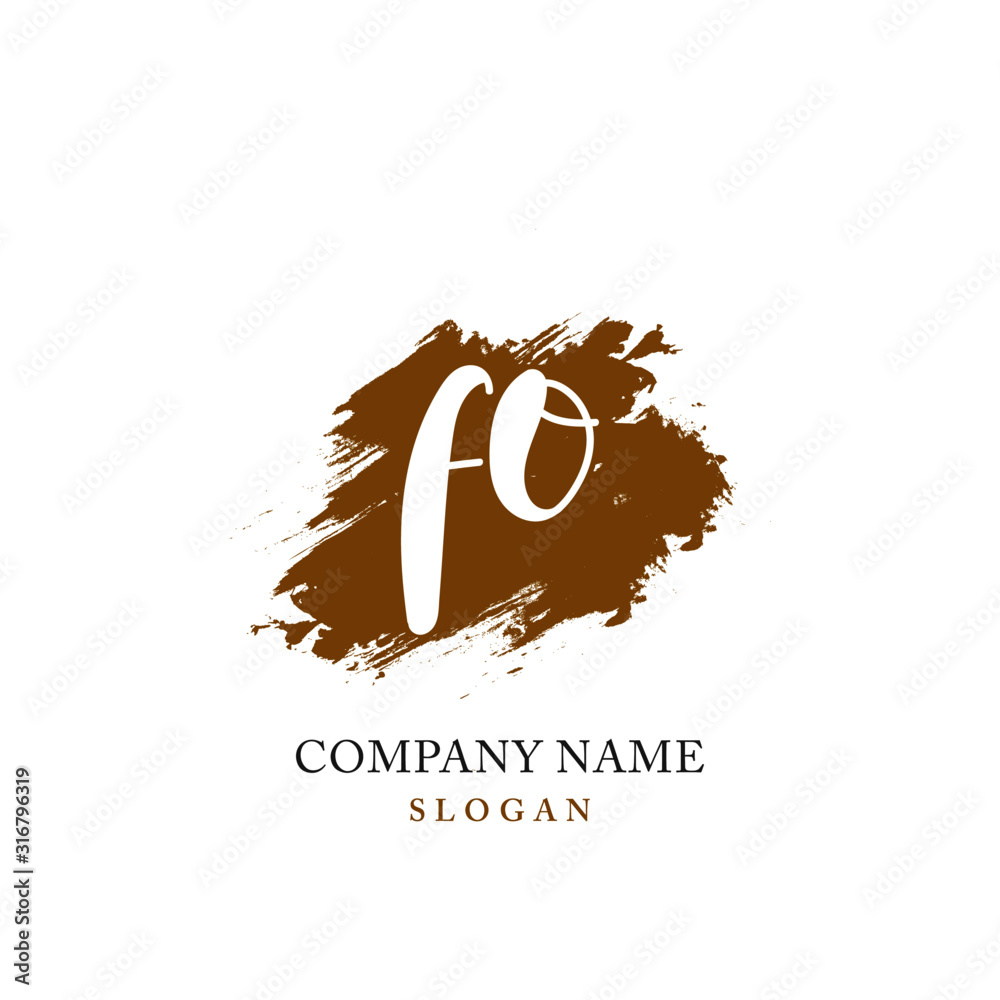 Obraz premium FO Initial handwriting logo vector 
