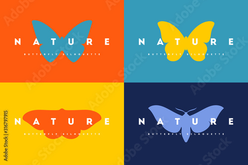 Butterfly. Set of colorful logo design vector templates